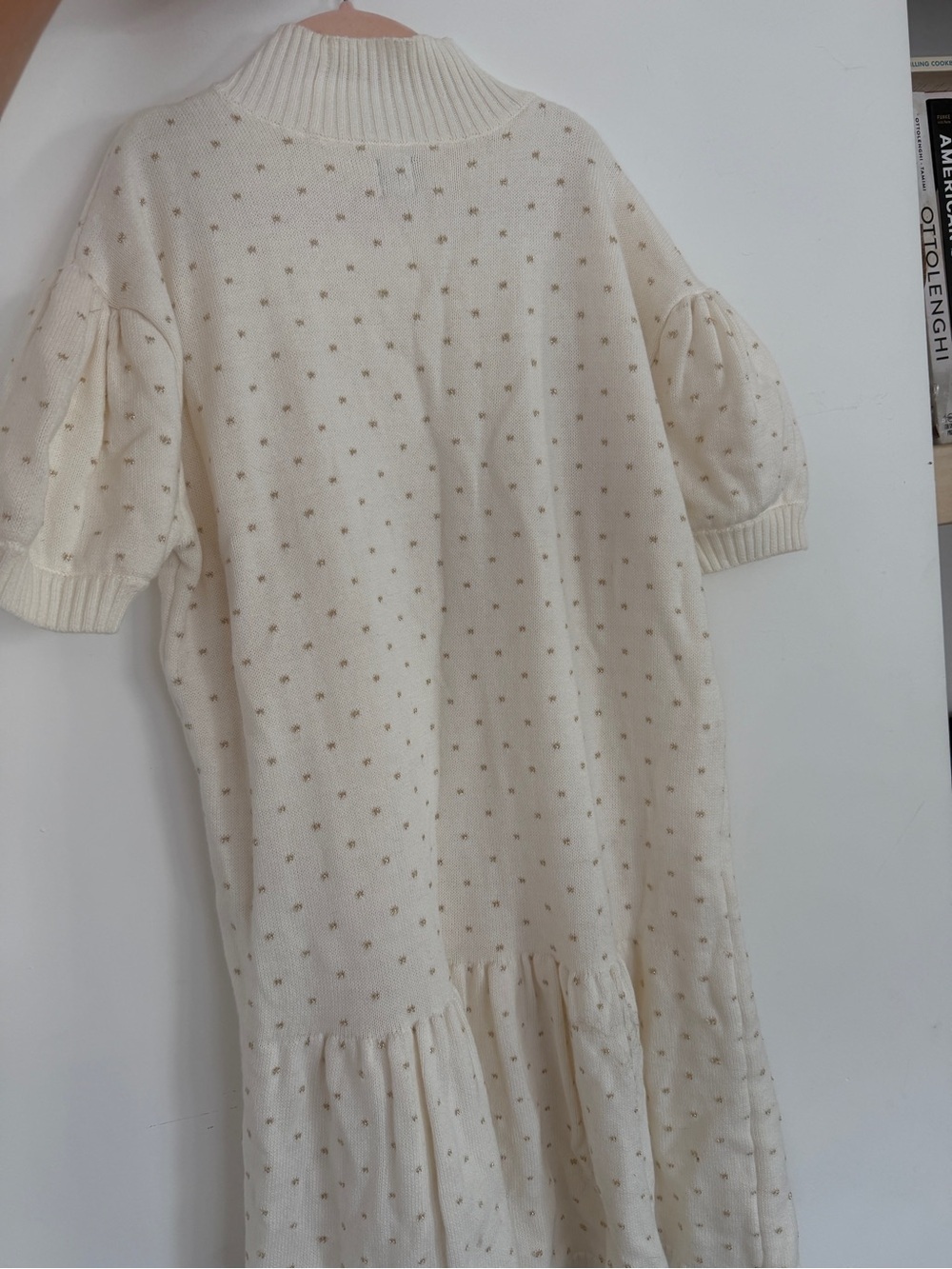Holiday White Sweater Dress from Tea Collection knit with golden sparks - Picture 6 of 7